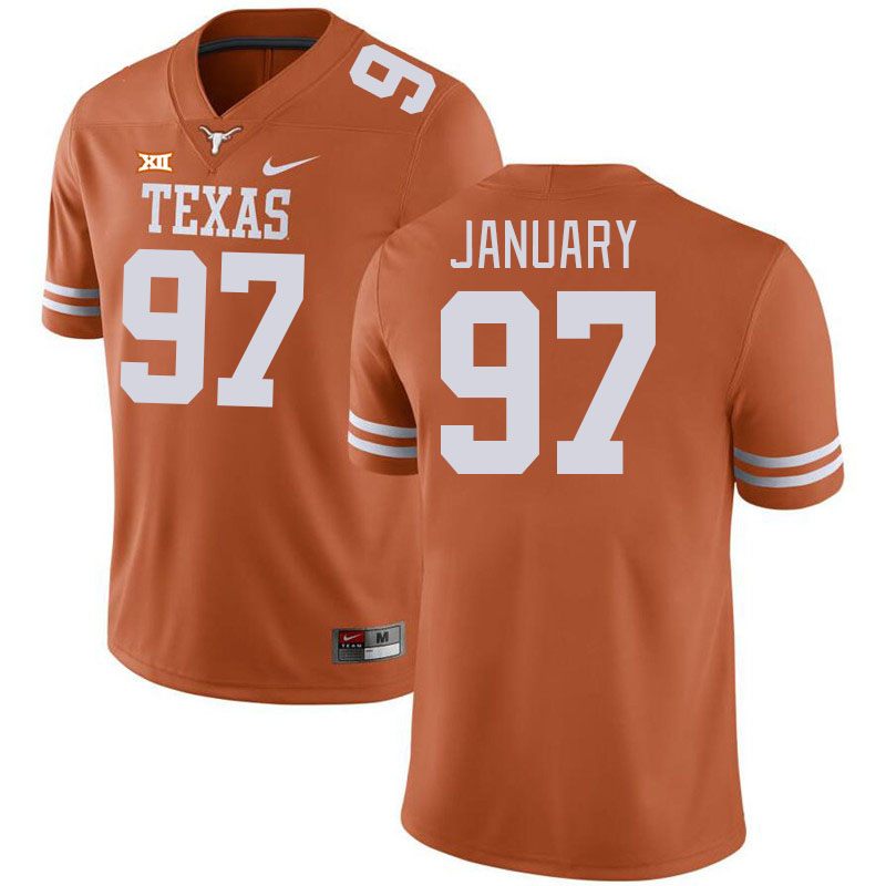 Men #97 Alex January Texas Longhorns College Football Jerseys Stitched-Orange